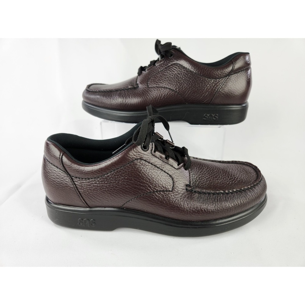 SAS Bout Time Burgundy Leather Moc Toe Oxford Comfort Walking Shoes Mens SZ 12 N